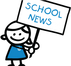 Girl holding school news sign