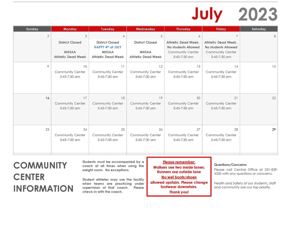 July CC Calendar
